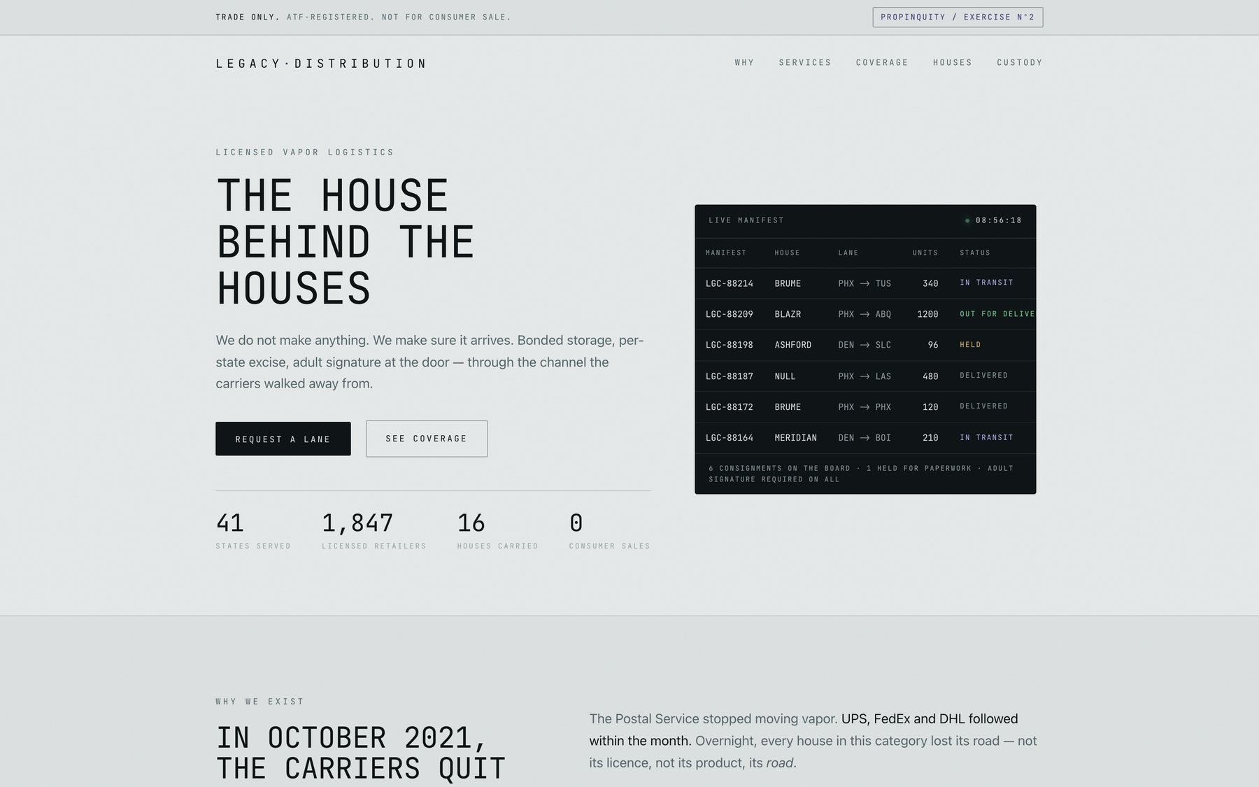 Legacy Distribution — the house behind the houses